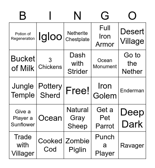 MC BINGO Card