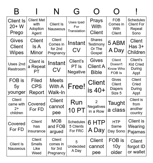 Client Services August Bingo Card