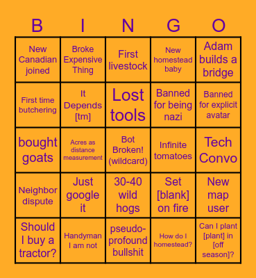 Homestead Q3 2023 Bingo Card