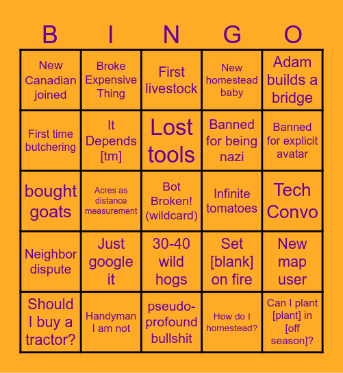 Homestead Q3 2023 Bingo Card
