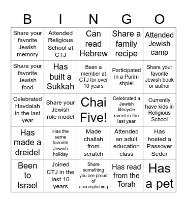 CTJ Board Bingo Card