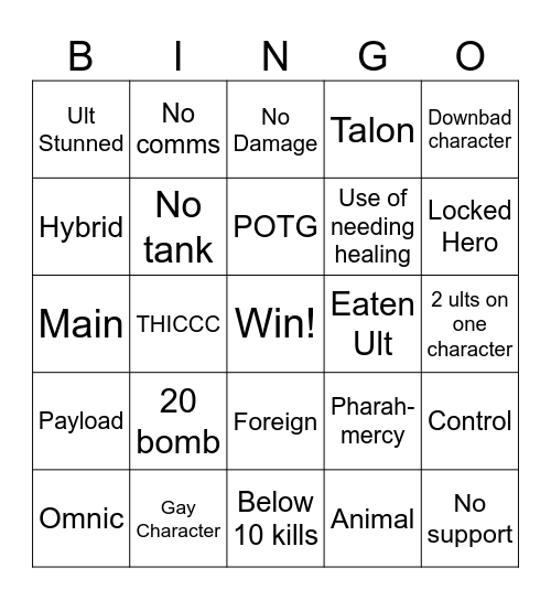 Mystery Heroes Bingo Card