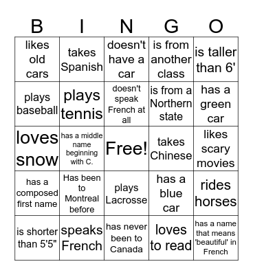 find someone who Bingo Card