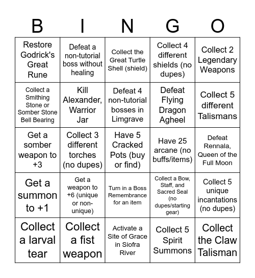 Elden Ring Bingo Card #2 Bingo Card