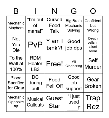 I didn't forget Bingo Card