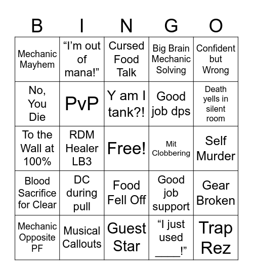 I didn't forget Bingo Card