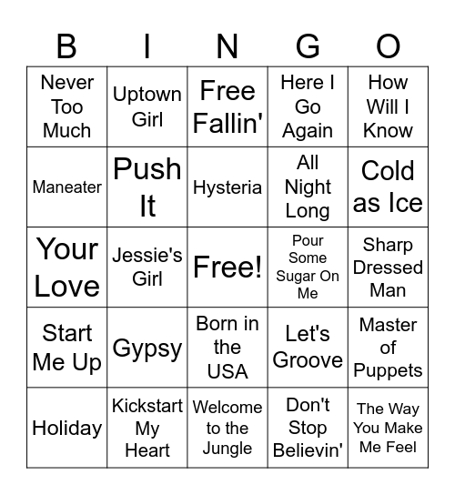 The 80s! Bingo Card
