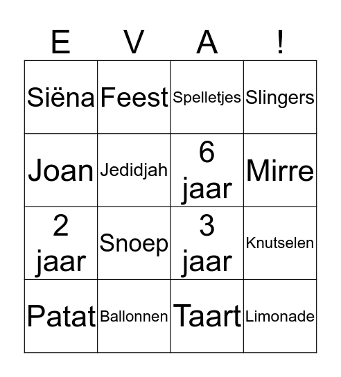 Eva Jarig Bingo Card