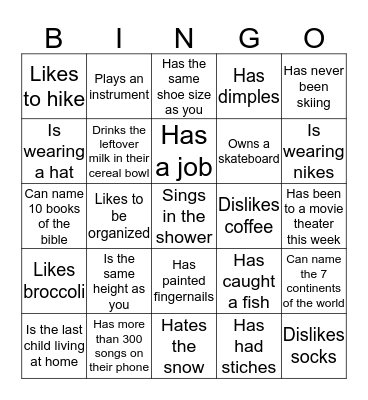 Find Someone Who... Bingo Card