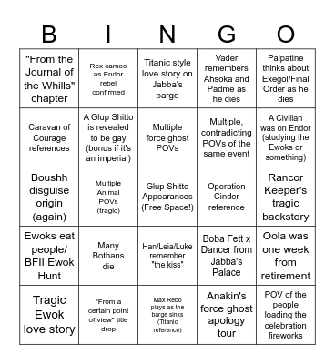 From a Certain Point of Virw ROTJ Bingo Card