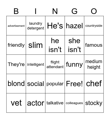 All About People Bingo Card