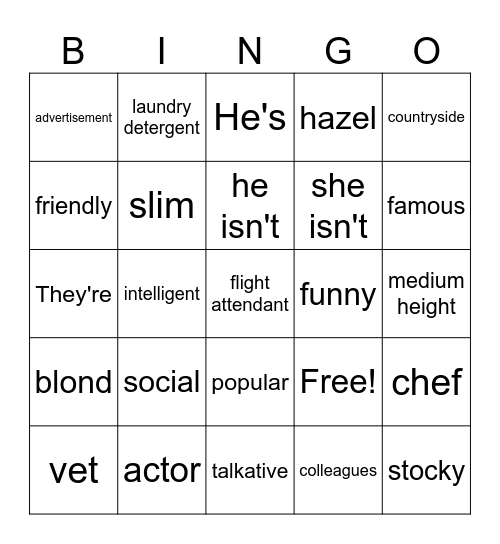 All About People Bingo Card