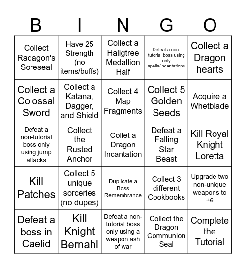 Elden Ring Bingo Card #3 Bingo Card