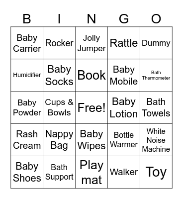 Baby Gall Bingo Card