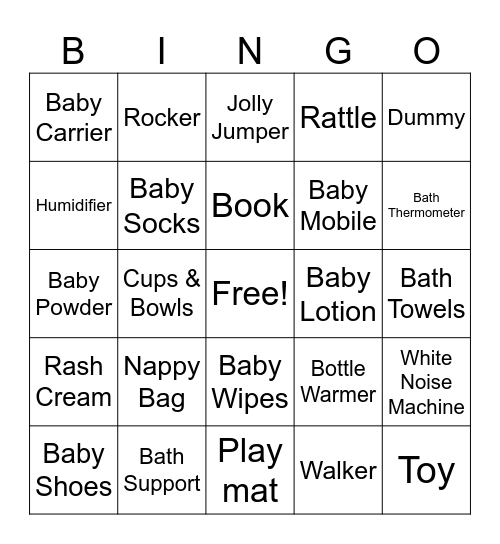 Baby Gall Bingo Card