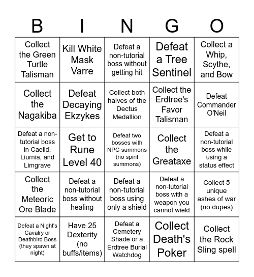 Elden Ring Bingo Card #4 Bingo Card