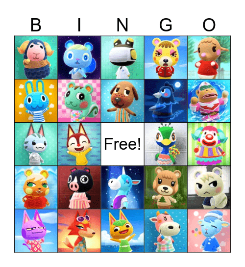 Animal Crossing Bingo Card