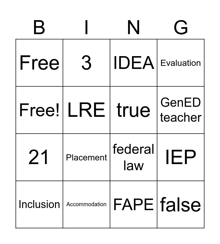 Exceptional ED Review Bingo Card