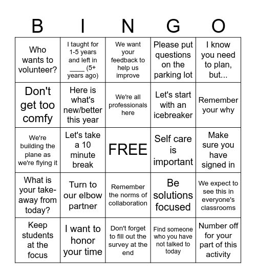 BINGO BABY! Bingo Card