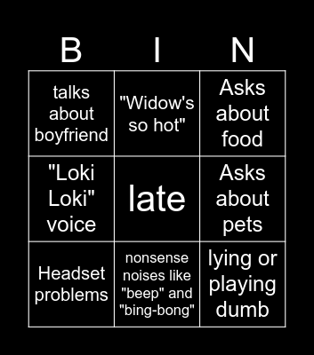 Lex Bingo Card