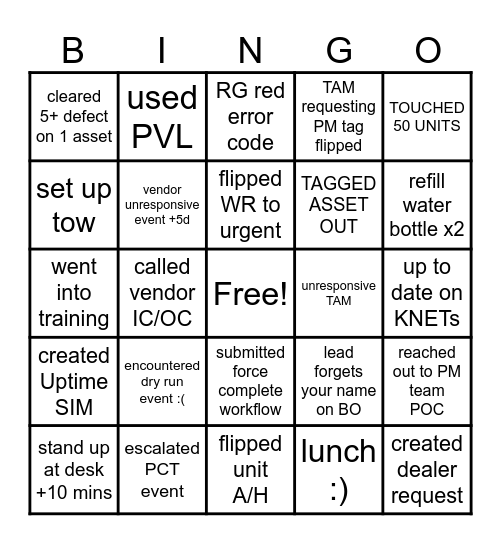 MCS Bingo Card