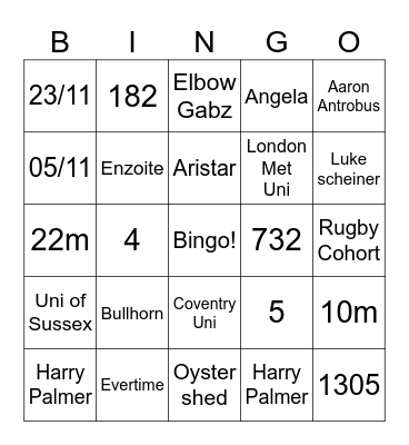 Enzo Lingo Bingo Card