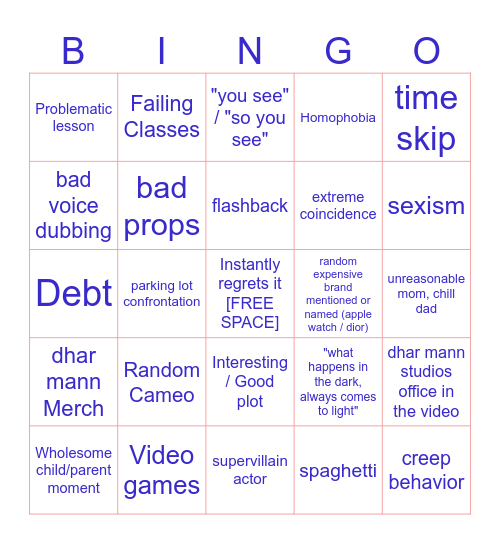 Dhar Mann Bingo v4 Bingo Card