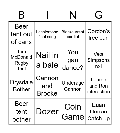 Wiggy 2 Bingo Card