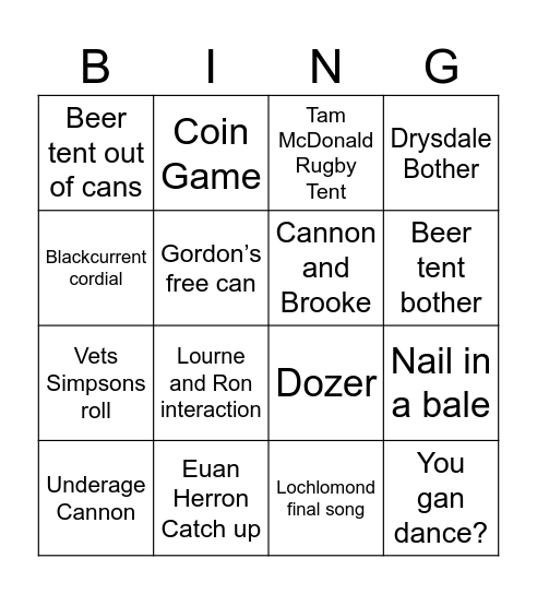 Wiggy 4 Bingo Card
