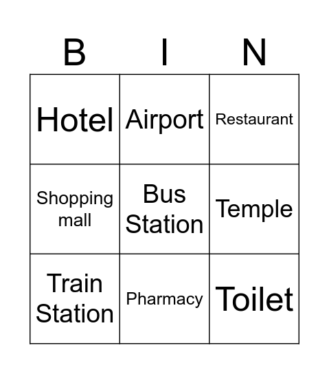location japanese Bingo Card