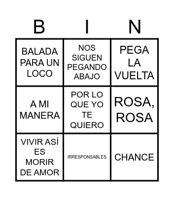 BINGO MUSICAL Bingo Card