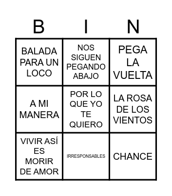 BINGO MUSICAL Bingo Card