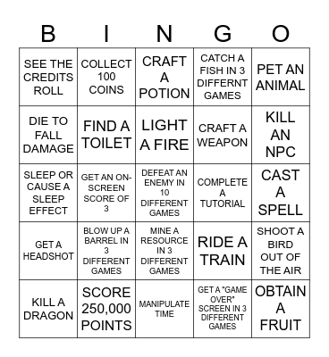 MILTI GAME BINGO Card
