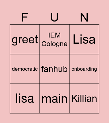 Product department meeting Bingo Card