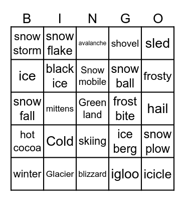 Blizzard Bingo Card