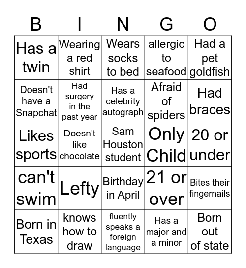 Study Skills BINGO Card