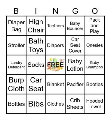 Baby Shower B-I-N-G-O Bingo Card