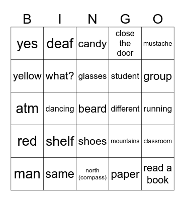 ASL Bingo Card