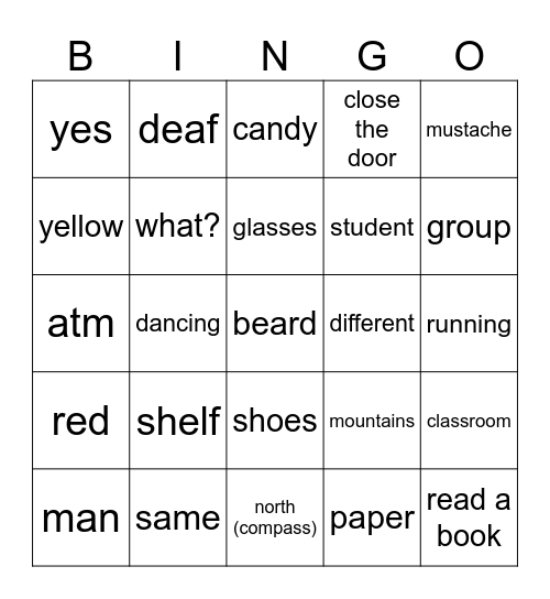 ASL Bingo Card