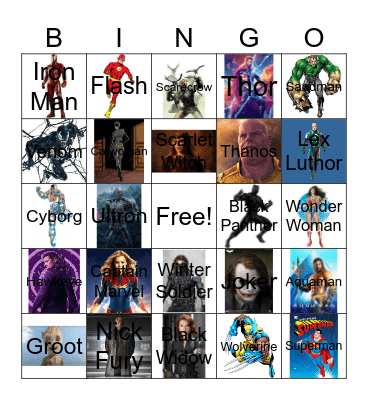 Heroes and Villains Bingo Card