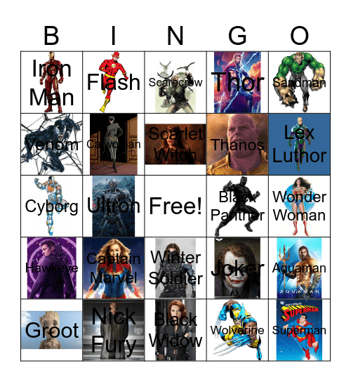 Heroes and Villains Bingo Card