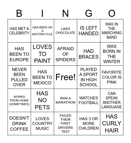 FUN! Bingo Card