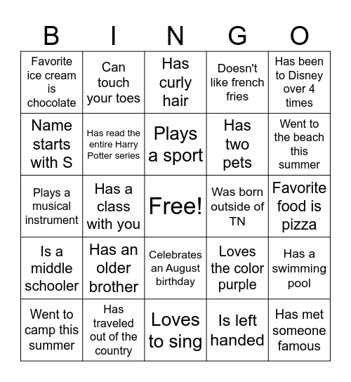 High School SMAM Bingo Card