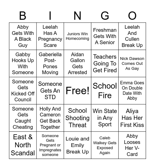 Junior Year Bingo Sheet Bingo Card