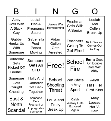 Junior Year Bingo Sheet Bingo Card