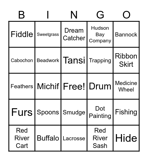 MÉTIS BINGO Card