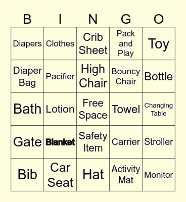 Baby Barr Bingo Card