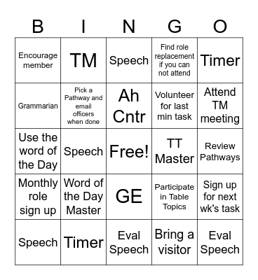 Professionally Speaking Bingo Card
