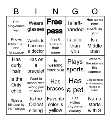 Find someone who Bingo Card