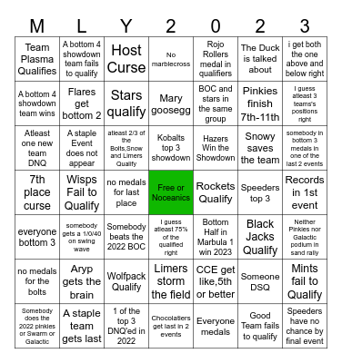 Marble League 2023 Bingo Card